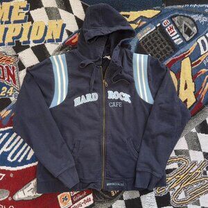 Vintage 90s Y2K Hard Rock Cafe Zip Up Hoodie Womens Size XL